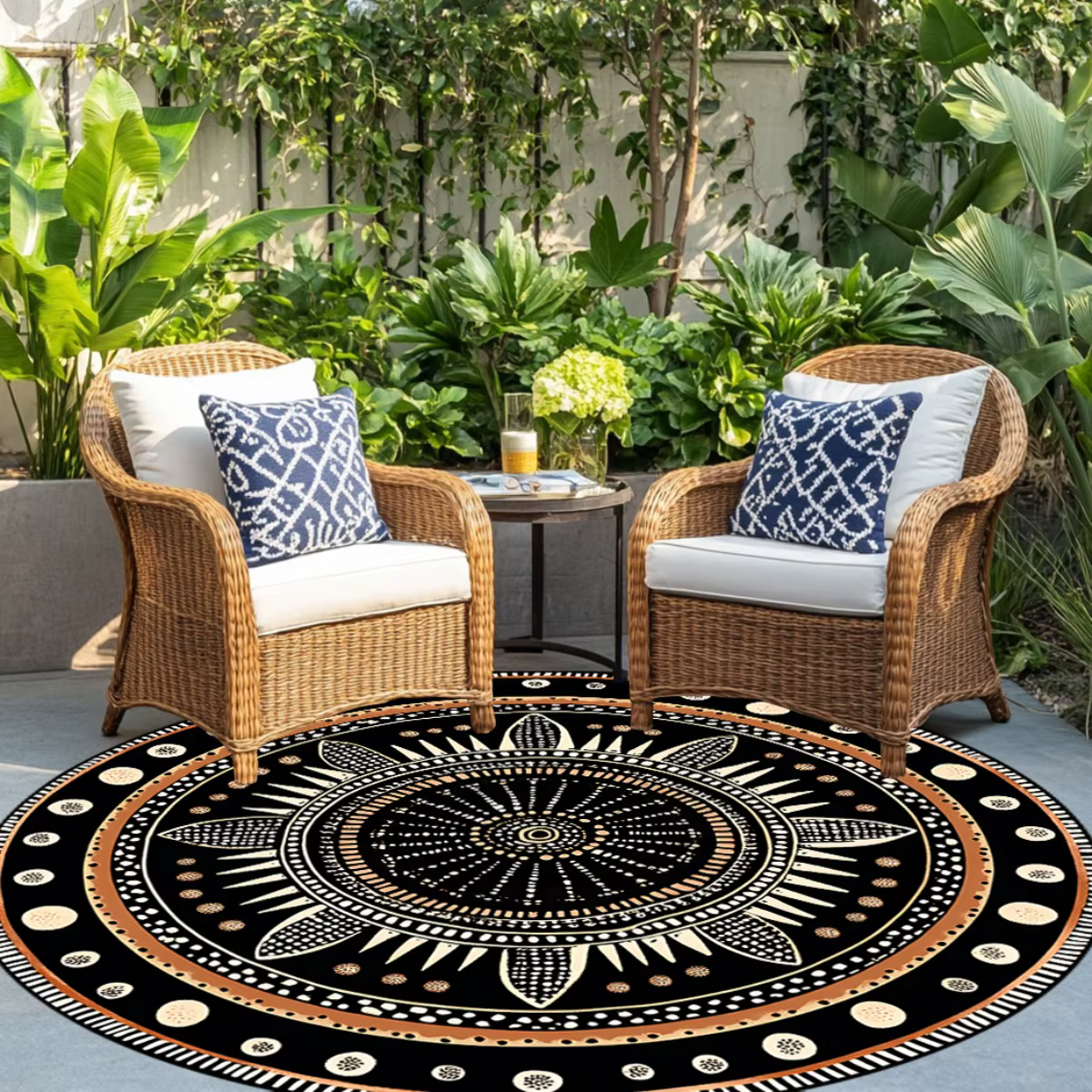 Tapis rond géométrique africain