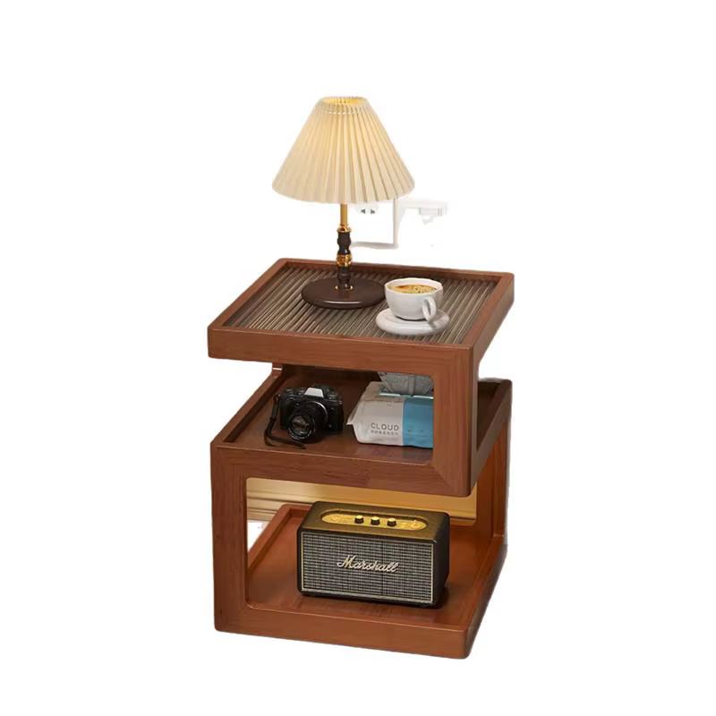 Tables de chevet d'angle rétro pour chambre à coucher, essentiels pour dortoirs, tables de chevet étroites, table de nuit en bois de style mid-century, meubles de chambre à coucher