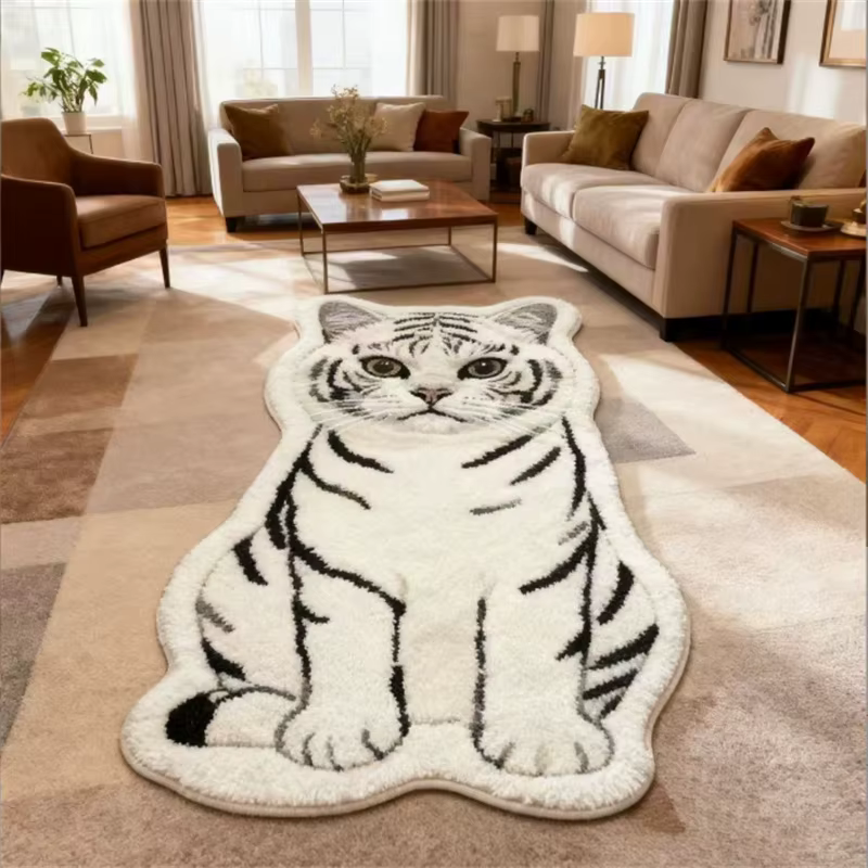 Tapis en fausse fourrure imitation cachemire motif chat mignon