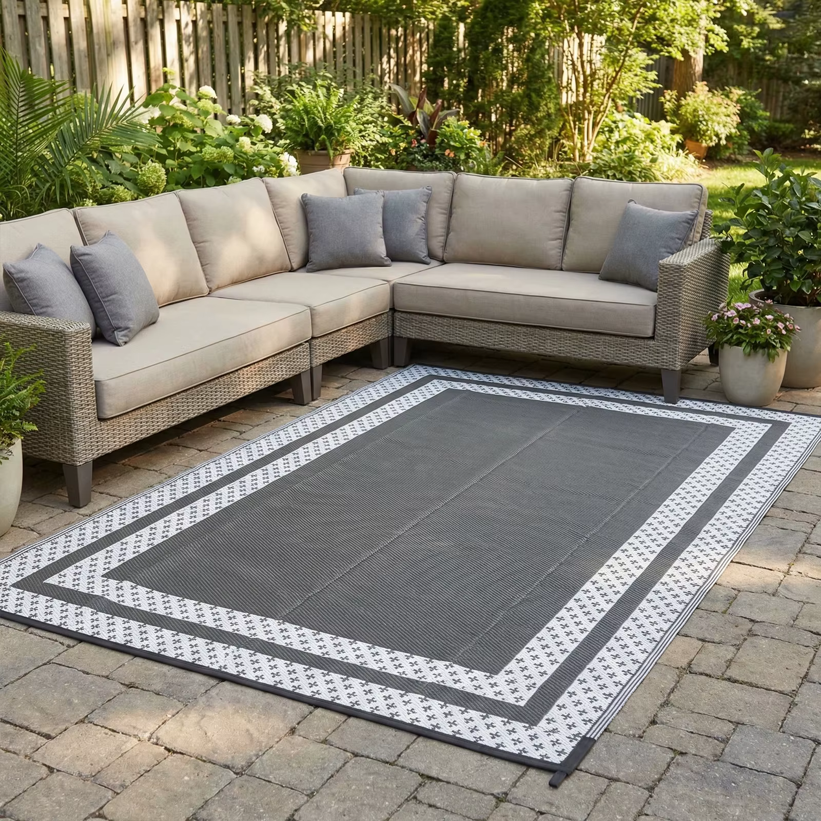 Tapis d'extérieur 6' x 9' avec chevilles au sol – Matériau PP durable