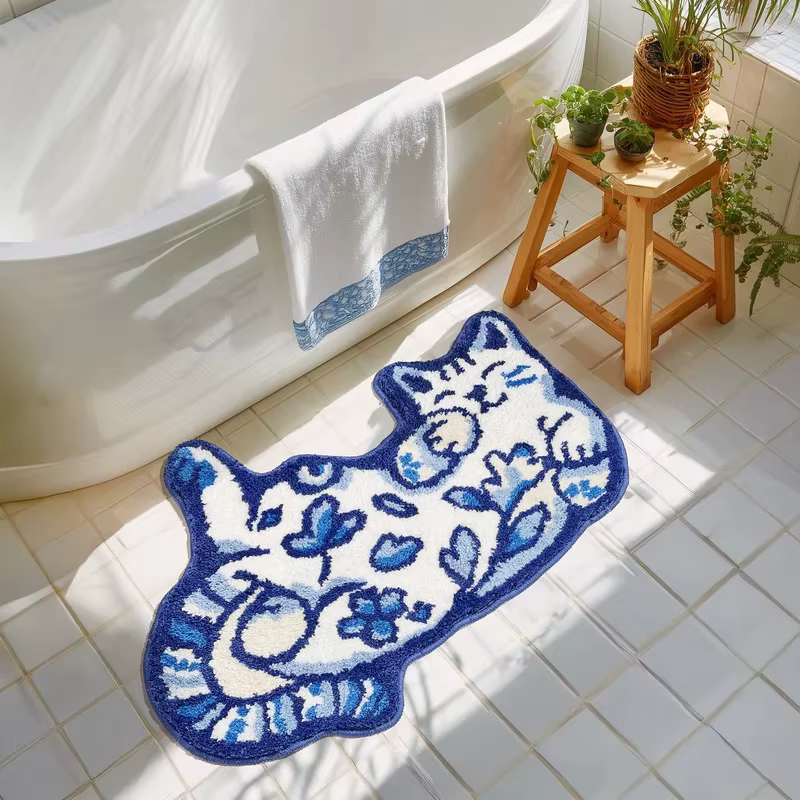 VIKAMA Tapis bleu Delft pour chat