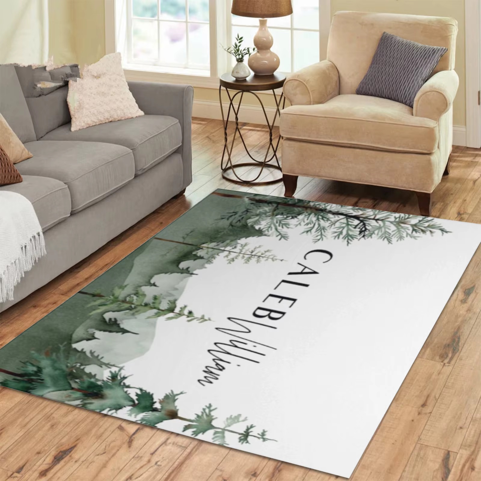 Tapis de forêt personnalisé avec nom