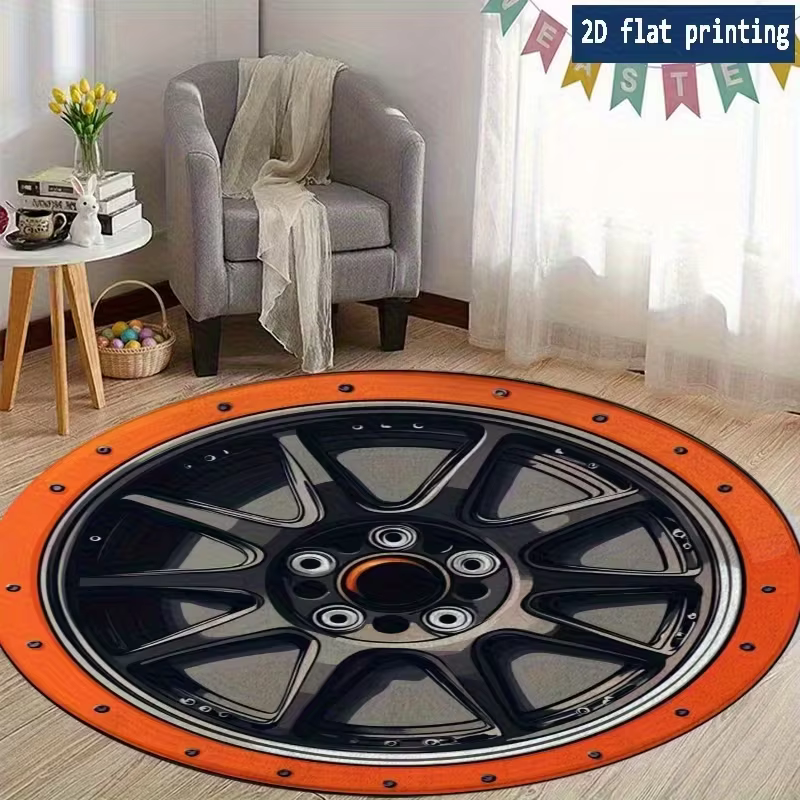 Grand tapis rond antidérapant