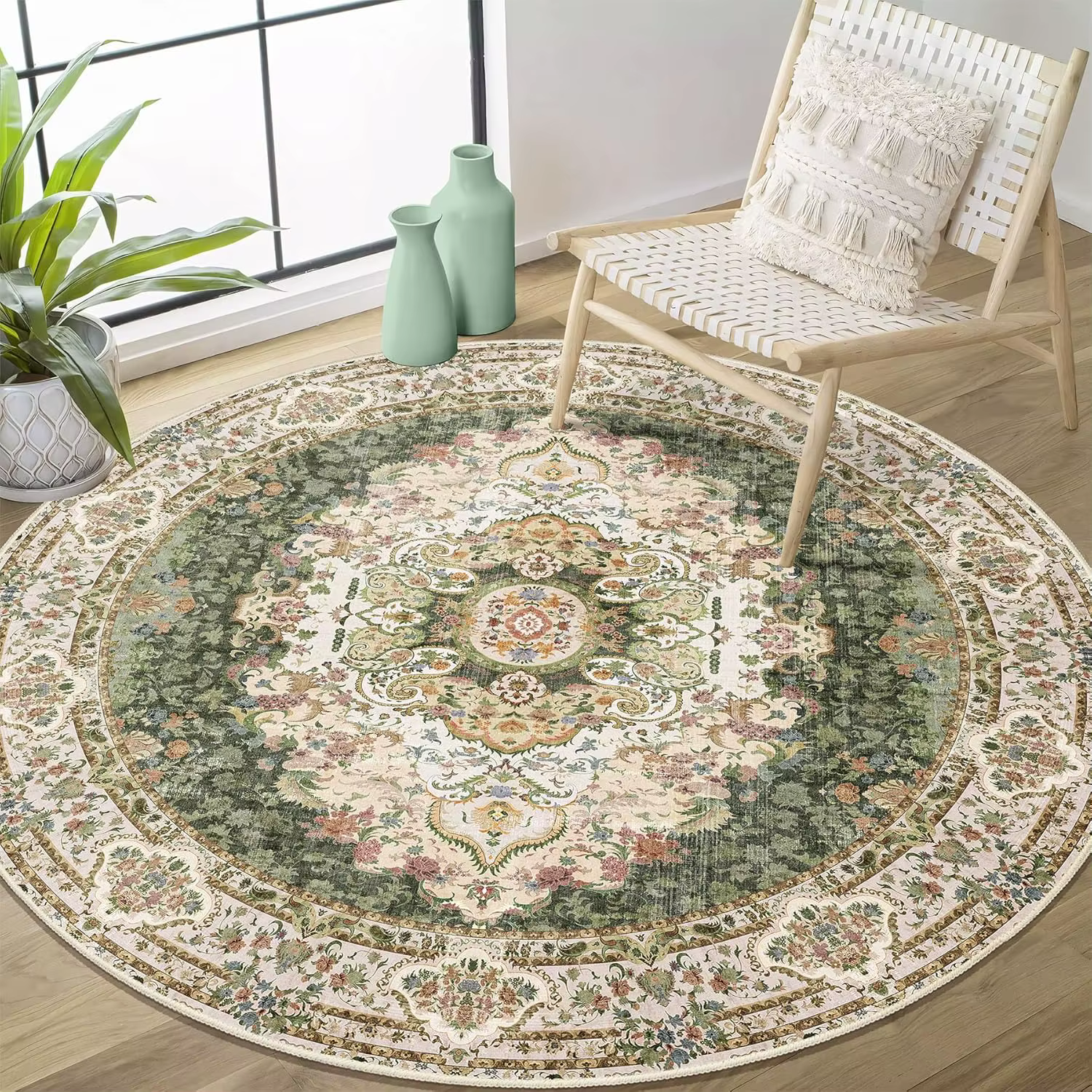 Tapis circulaire à motif Floral rétro