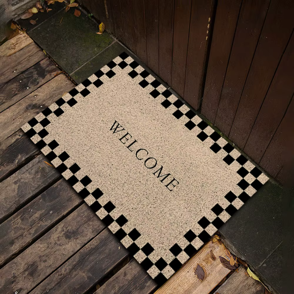 Tapis de porte à bordure à carreaux Vintage