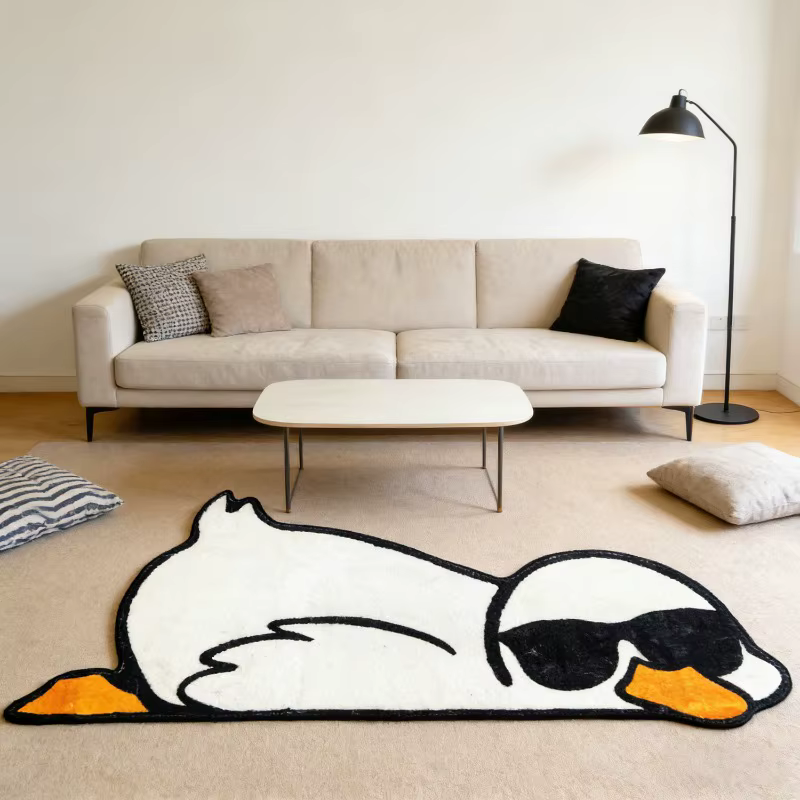 VIKAMA Tapis de chevet tendance motif canard jaune