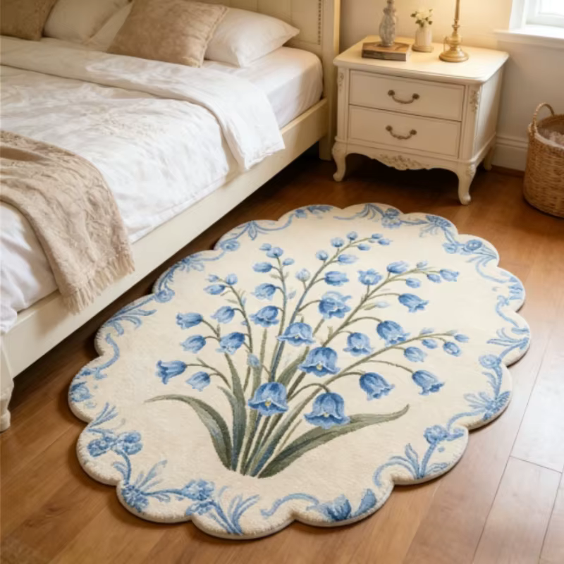 Tapis en peluche de style français pour la décoration de chambre à coucher