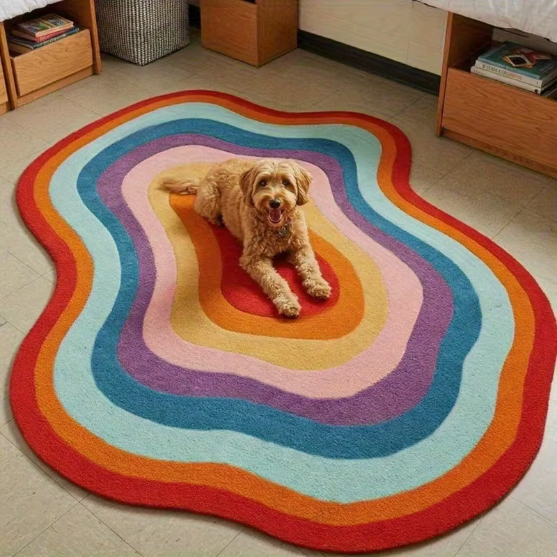 Tapis irrégulier couleur Dopamine