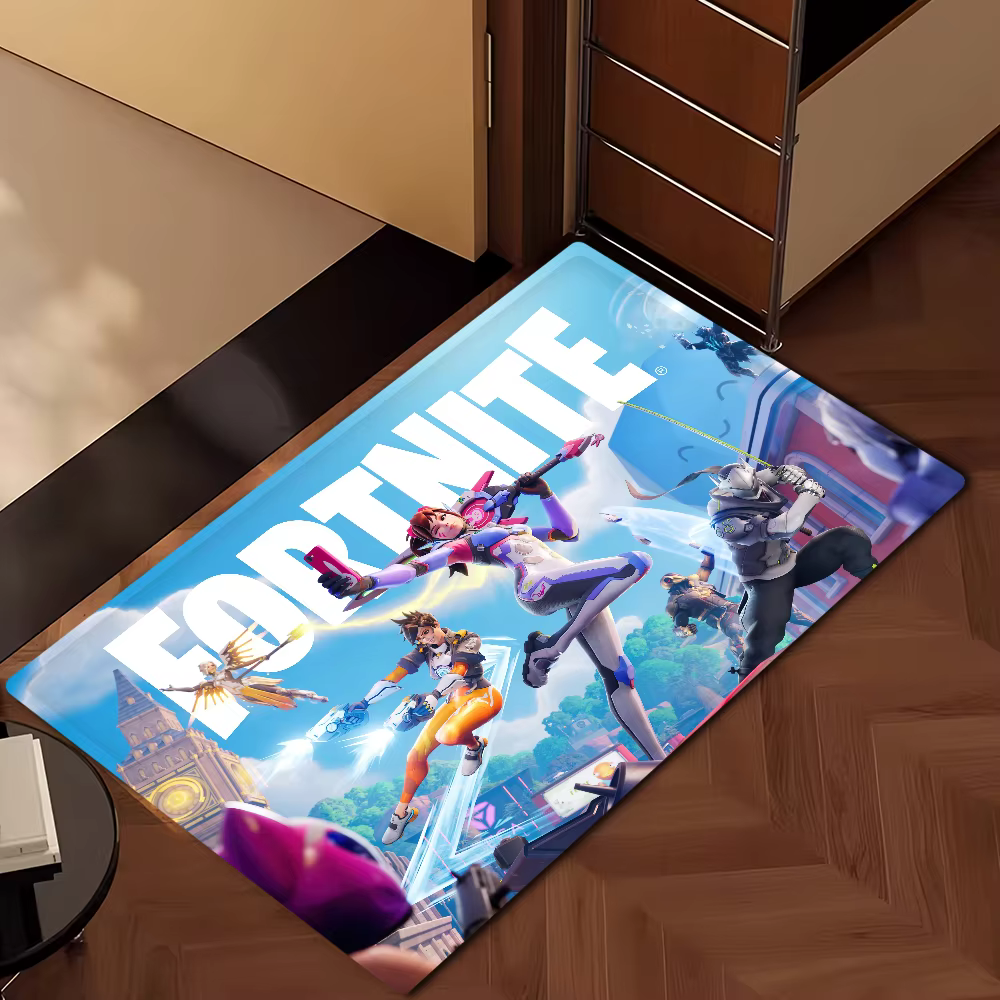 F-Fortnites Cartoon Game Door Mat Bath Tapis de sol décoratif polyvalent en microfibre et flanelle