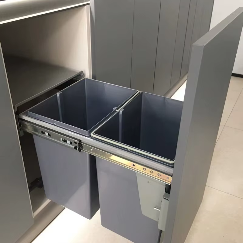 Poubelles de cuisine encastrées modernes, simples, à séparation sec/humide, type coulissant, créatives, pratiques, multifonctionnelles, pour la décoration de la maison