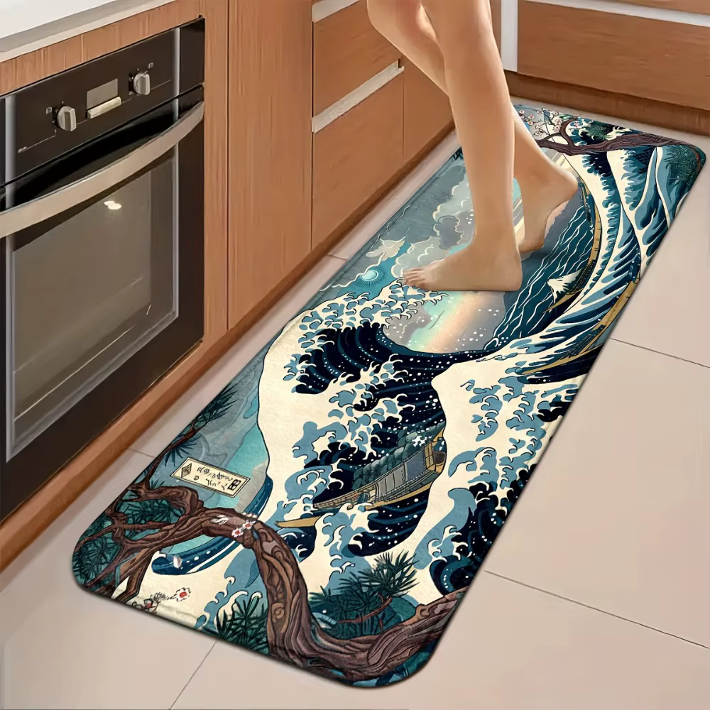 Tapis japonais à motif ondulé ukiyo-e