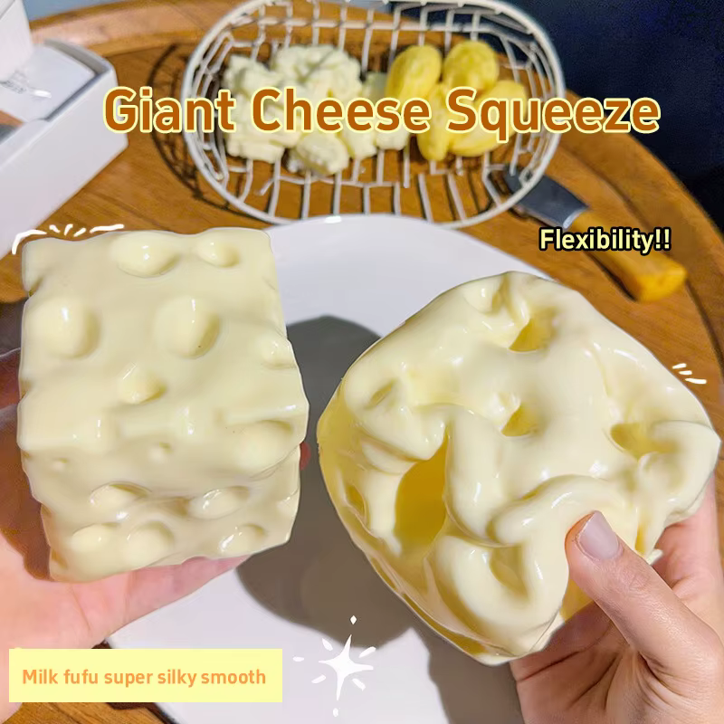 Balle anti-stress en plastique souple, faite à la main, en forme de fromage, à presser, à l'huile de noix de coco, non rebondissante, cadeaux de fête, souvenirs