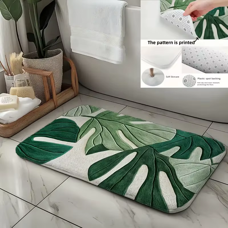 Tapis de sol 2D à motif de feuilles vertes