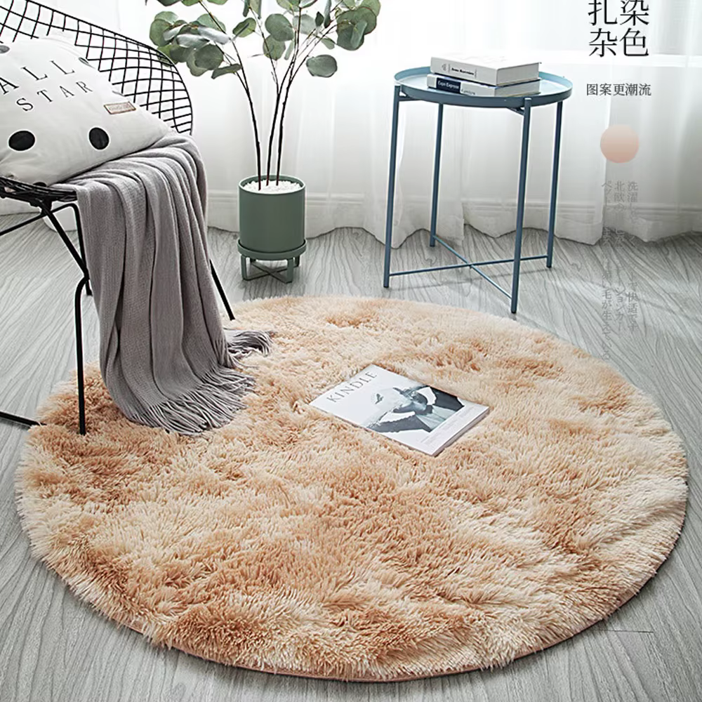 Tapis de chambre rond à cheveux longs