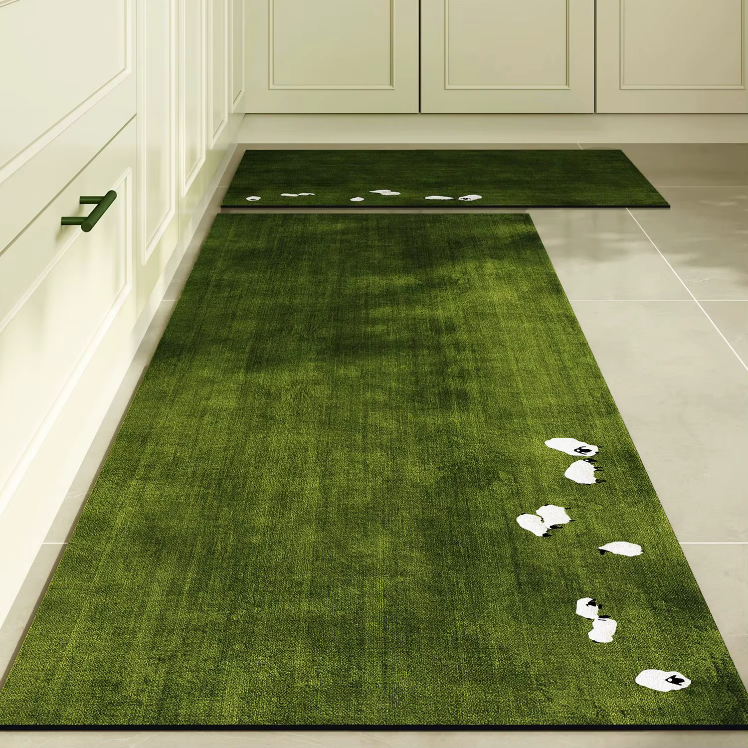 Tapis de chemin à motif d'herbe verte