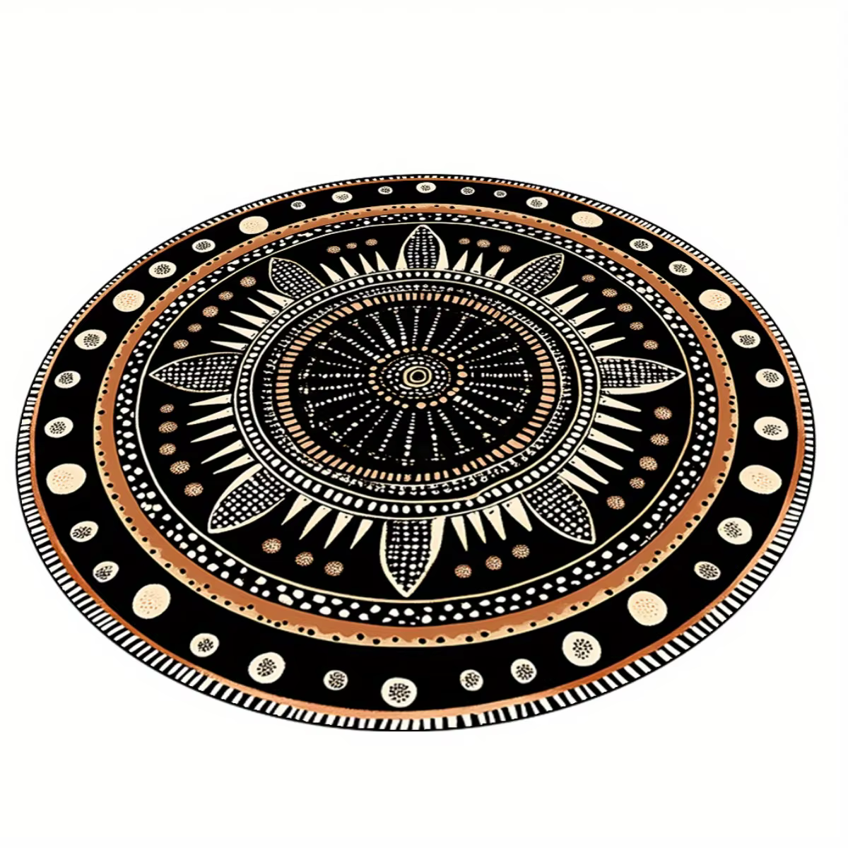 Tapis rond géométrique africain