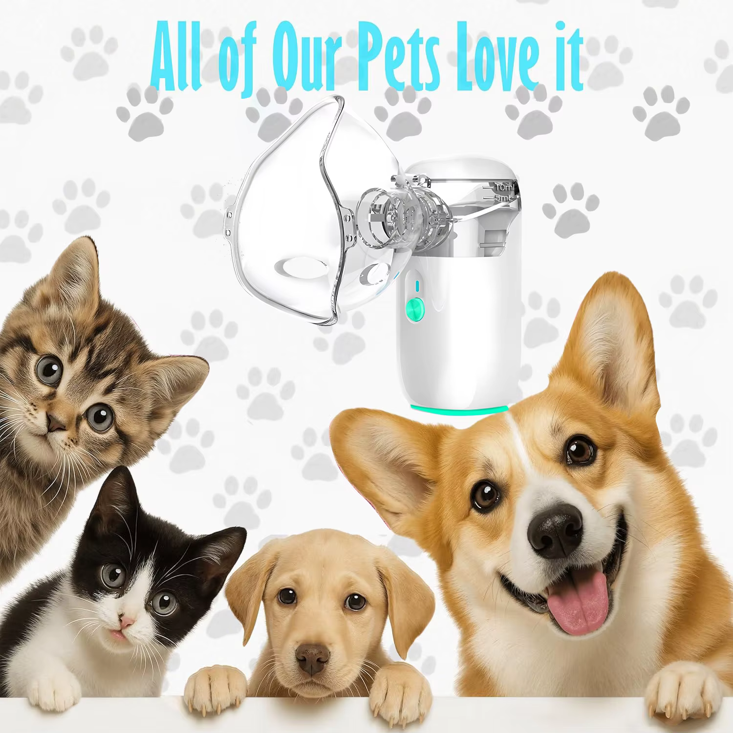 Nébuliseur portable pour animaux de compagnie : dispositif inhalateur manuel pour l'asthme des chats et des chiens