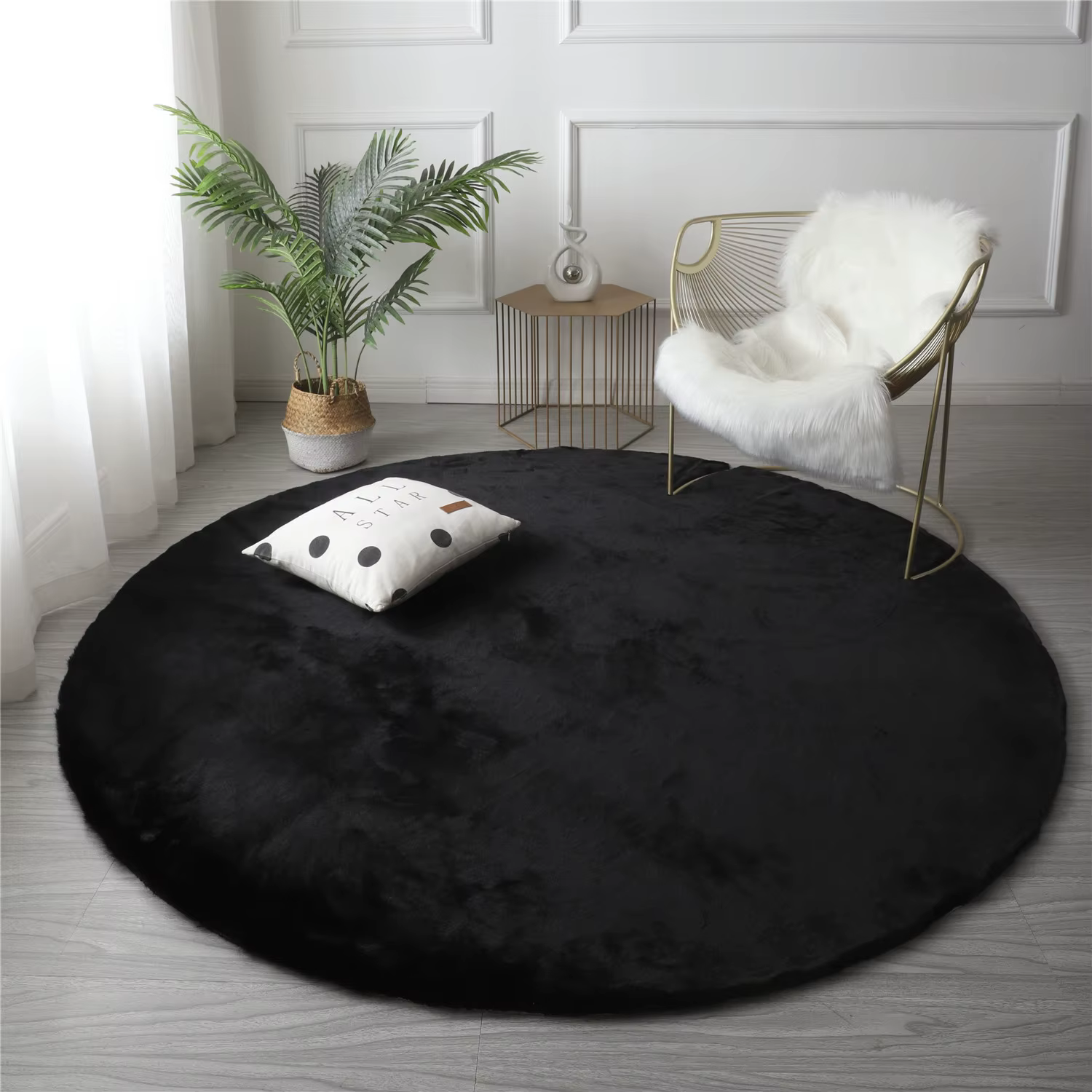 Tapis en fausse fourrure de lapin ultra doux pour salon
