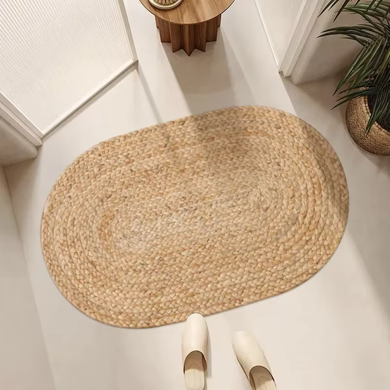 Tapis pour salon en Jute pur naturel tissé à la main sans colle