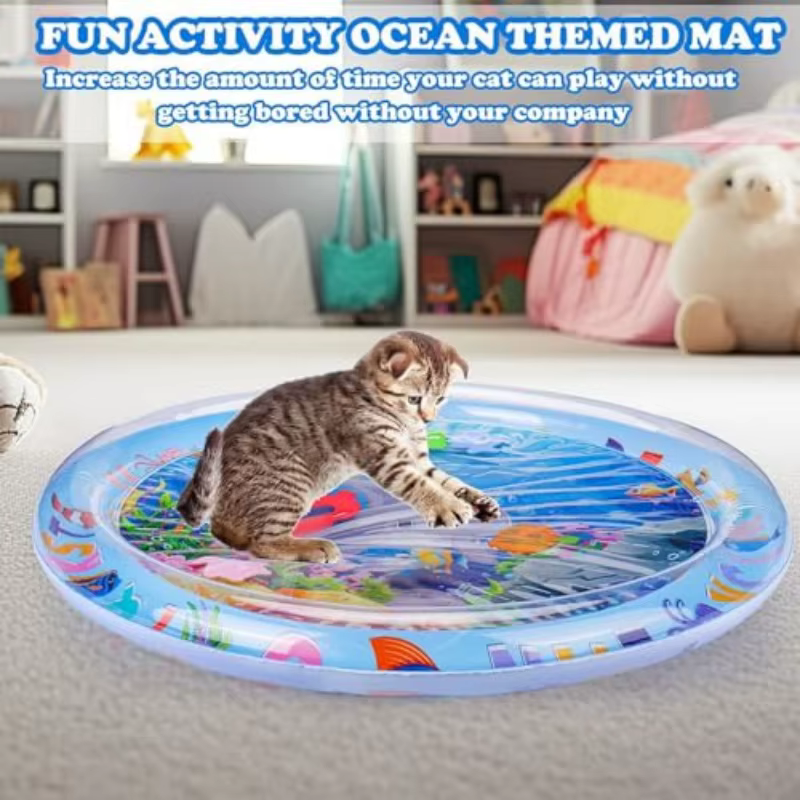 Tapis de jeu interactif pour animaux de compagnie, tapis d'eau, soulagement intérieur de l'ennui des chats, tapis de couchage rafraîchissant d'été