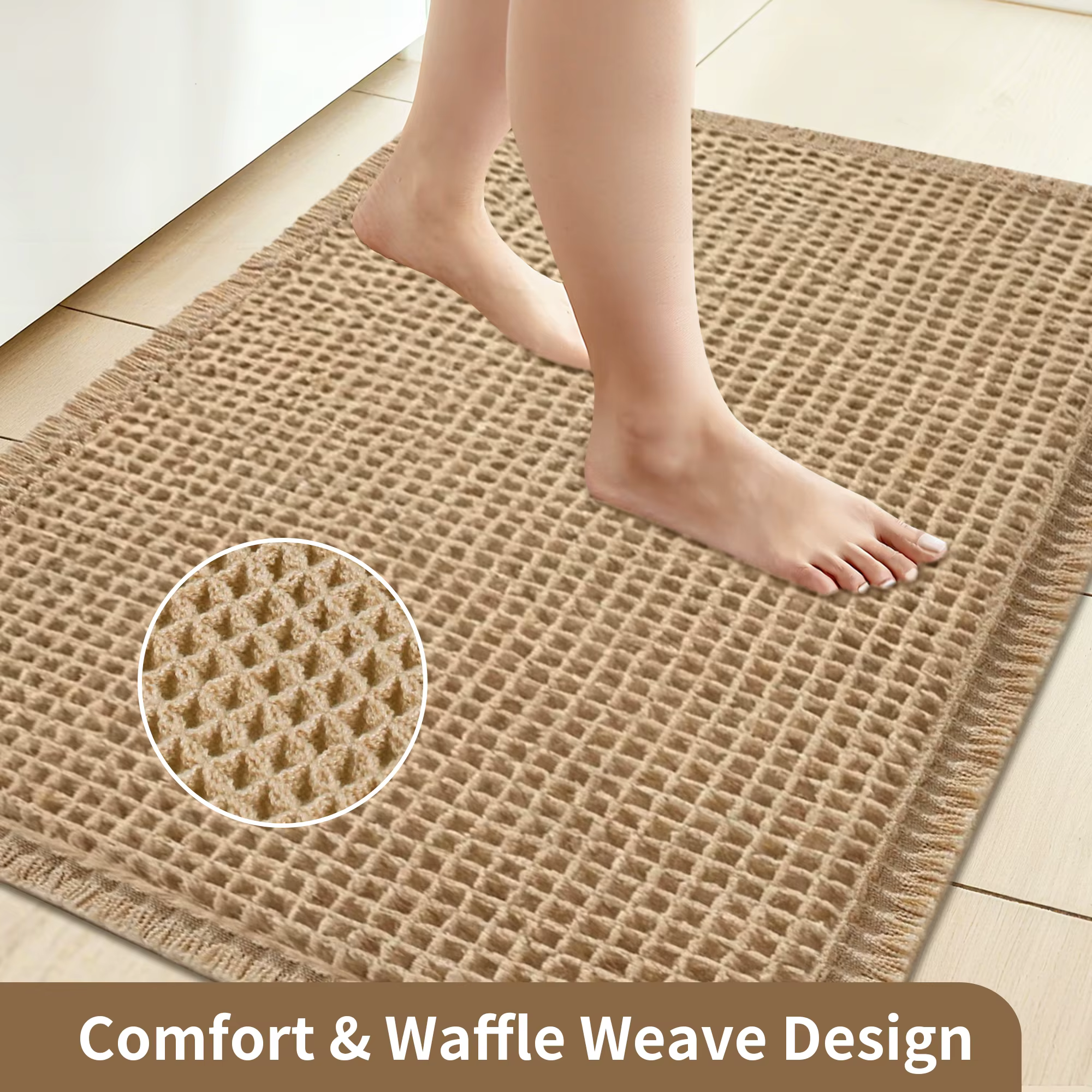 Tapis de bain gaufré super absorbant antidérapant