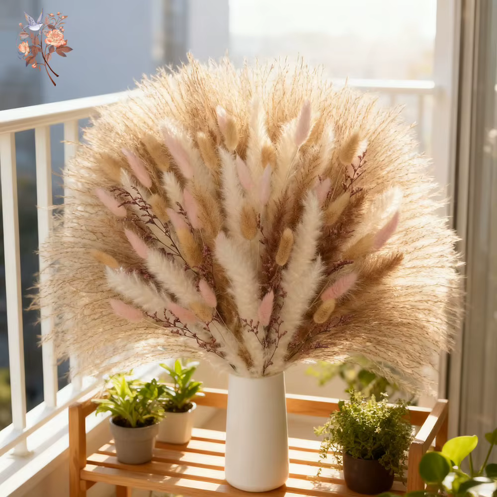 Queues de lapin Pampas moelleuses, herbe rose, fleurs séchées, décor de fête dans le jardin, bricolage, Arrangement Floral, artisanat, cadeaux de Couple