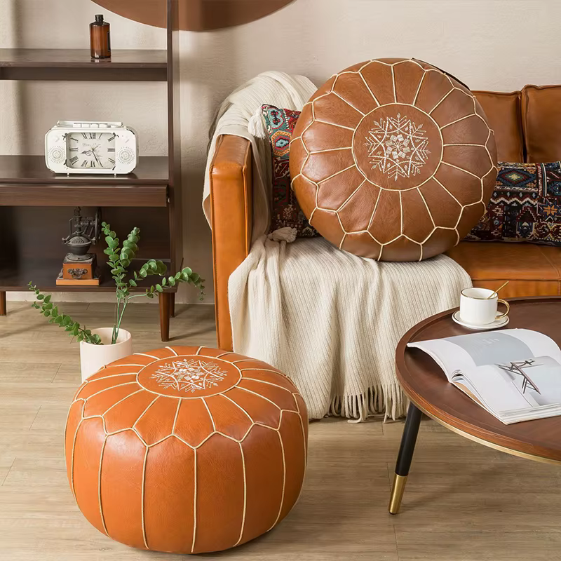 Pouf marocain en cuir PU
