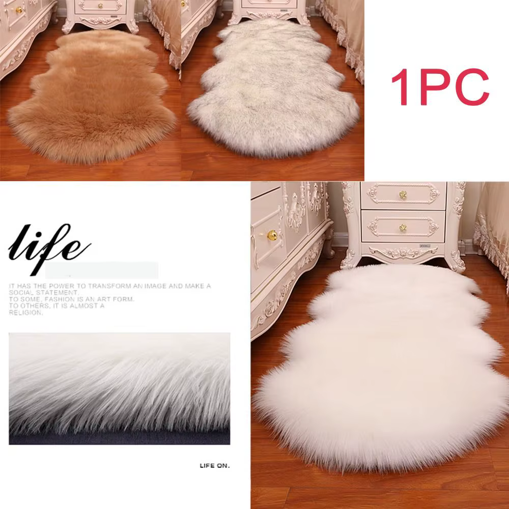Imitation laine antidérapante moelleux Shaggy Protection de sol tapis doux lavable en peau de mouton
