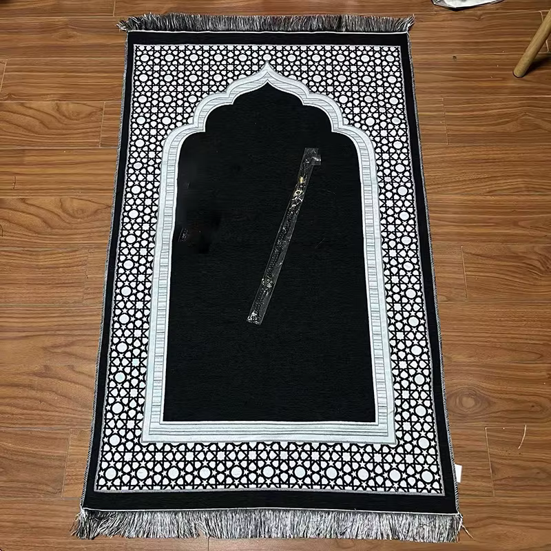 Tapis de prière musulmans portables avec capuchon et perles de prière