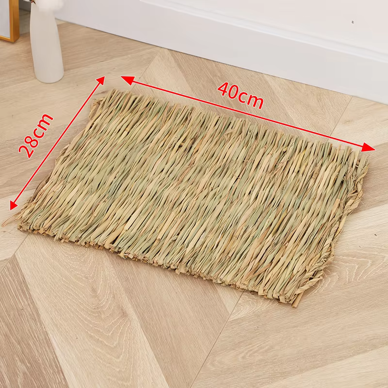 Tapis d'herbe de lapin respirant tissé à la main en paille