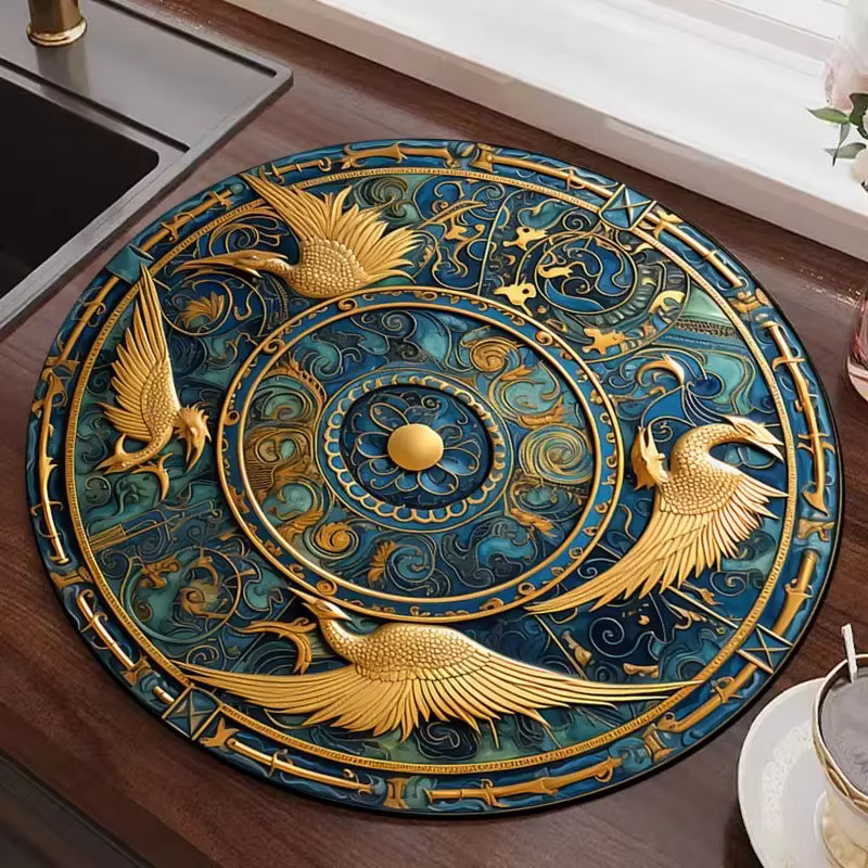 Nouveau Style chinois circulaire diatomée boue Drainage tapis Table à manger thé Bar comptoir
