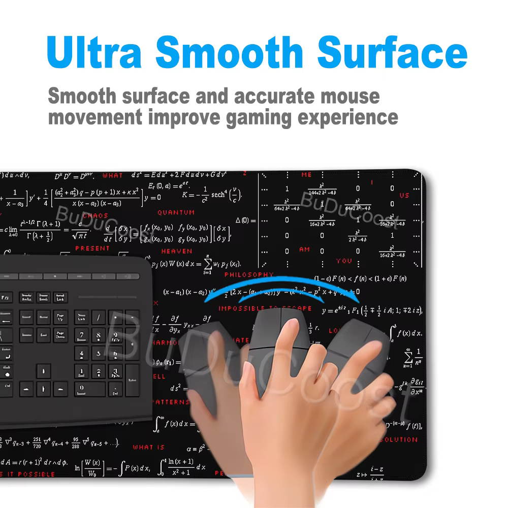 Tapis de souris noir et blanc, tapis de bureau avec formules scientifiques et mathématiques, tapis étendu pour clavier de jeu, tapis antidérapant pour ordinateur portable, accessoires de bureau