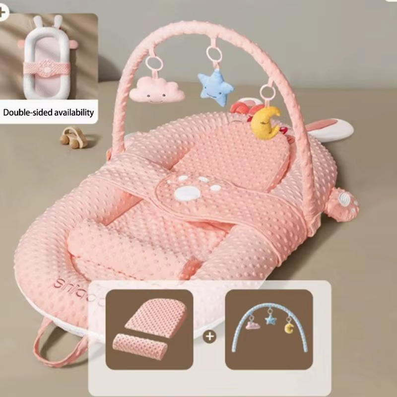 Baby Sleep Bed Nest Lounger pour 0-1y Confortable Crib amovible avec rack jouets A2UB