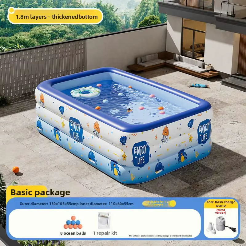 Piscine gonflable familiale Wild Horse Village pour enfants et bébés, grande piscine pliable d'extérieur pour la maison