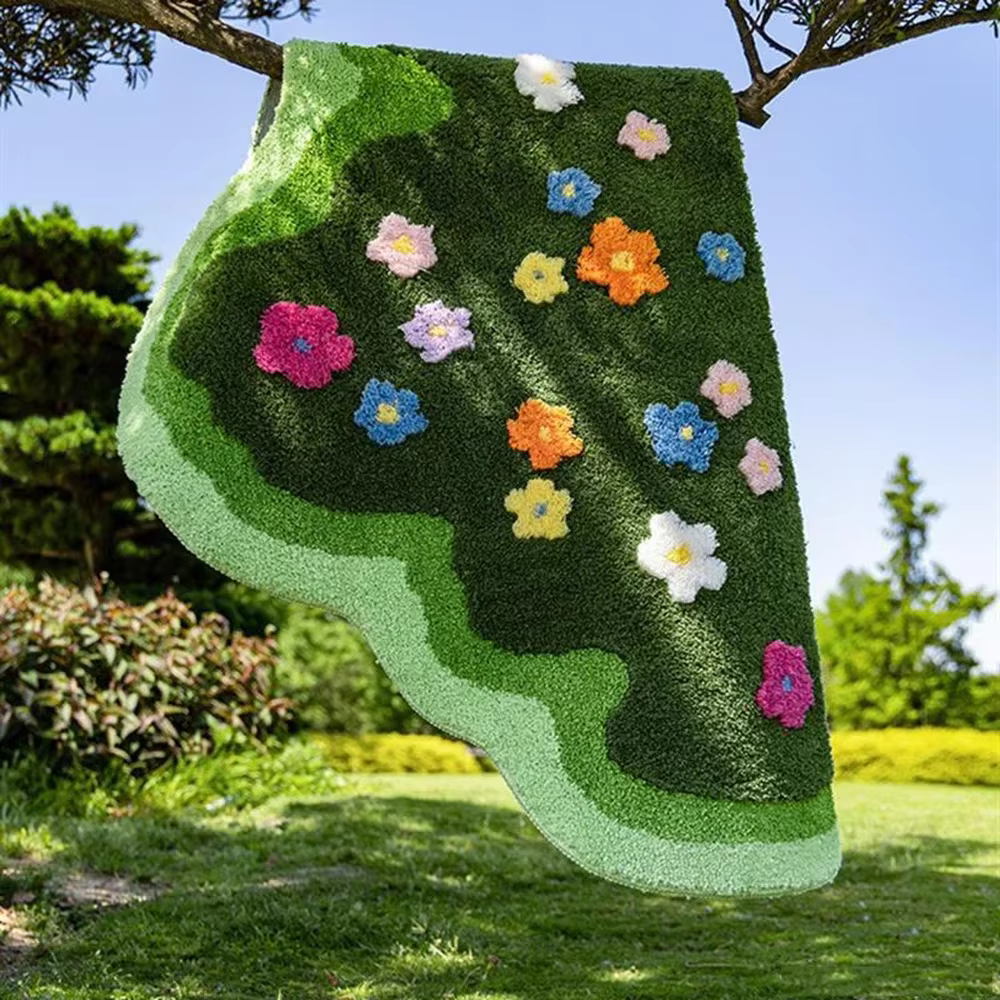 Tapis touffeté à fleurs