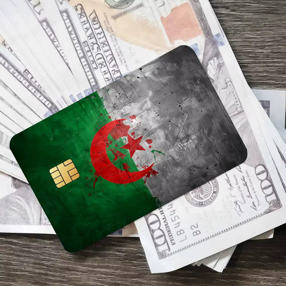 Autocollants de protection pour cartes bancaires et de transport en forme de drapeau de l'Algérie
