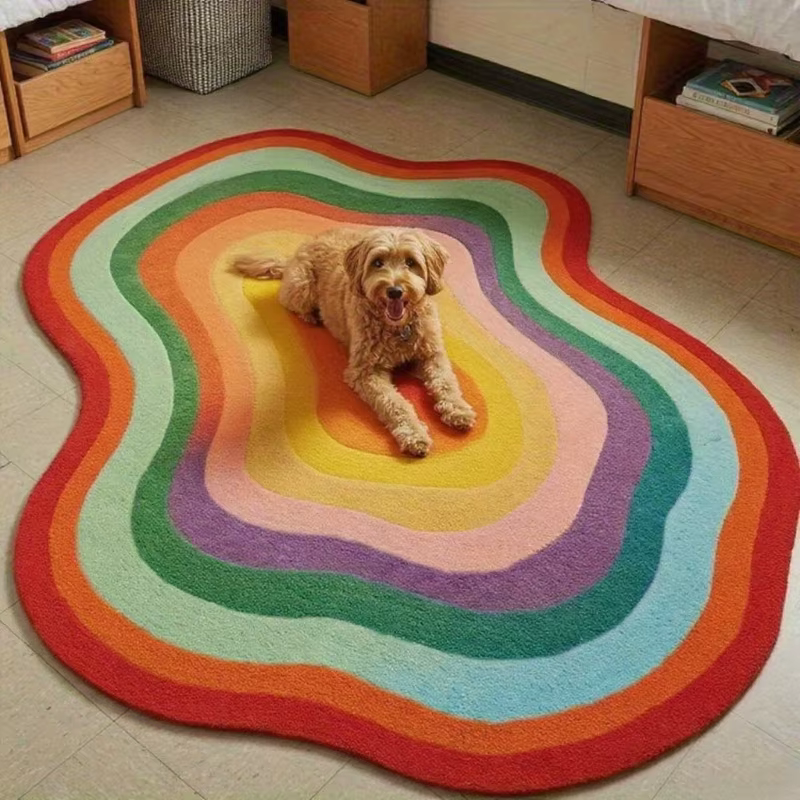 Tapis irrégulier couleur Dopamine