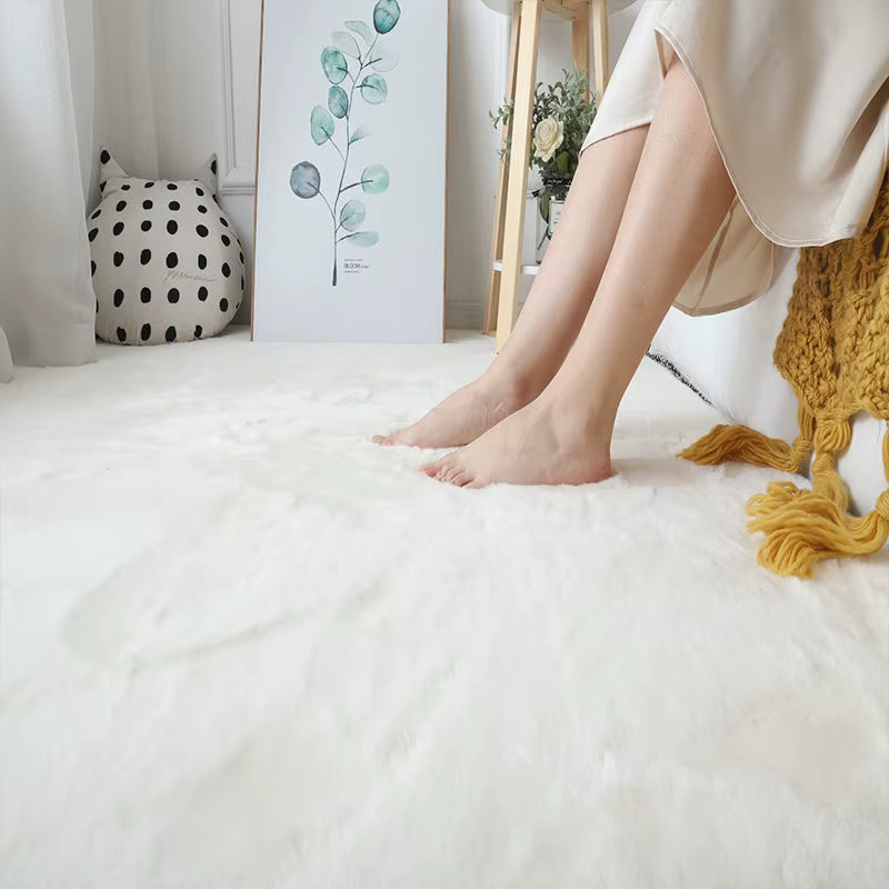 Tapis rond en fausse fourrure de lapin pour chambre à coucher