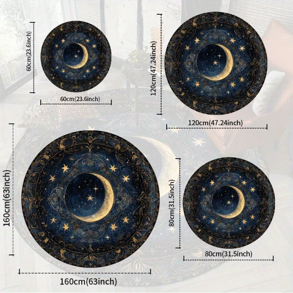 Tapis de sol circulaire à motif étoile et lune
