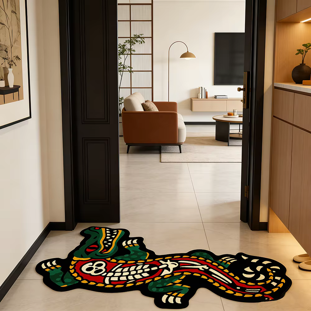 Tapis Rétro Américain Crâne de Crocodile