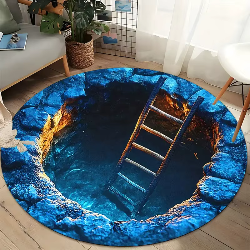 Tapis rond – Tapis de sol imprimé piège profond pour entrée