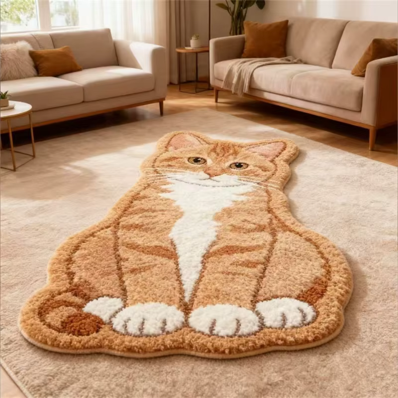 Tapis en fausse fourrure imitation cachemire motif chat mignon