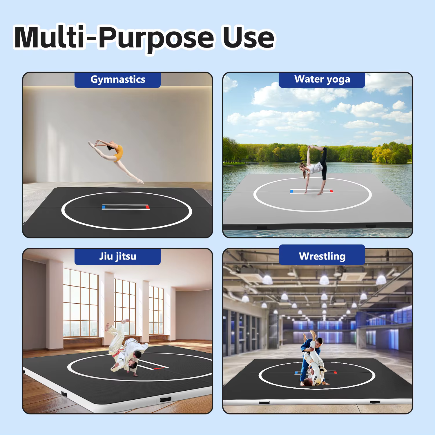 Tapis de lutte gonflable de 10 pieds, tapis de Jiu-Jitsu pour la salle de sport à domicile, BJJ, MMA, arts martiaux, boxe, grappling et judo