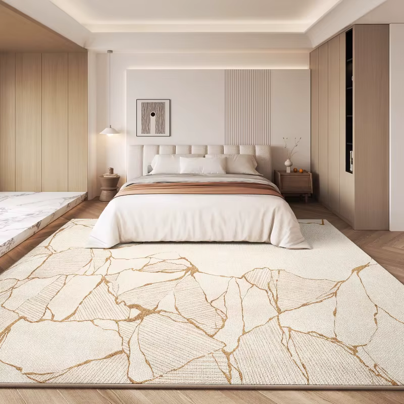 Tapis en peluche épais et antidérapant pour décoration de chambre à coucher