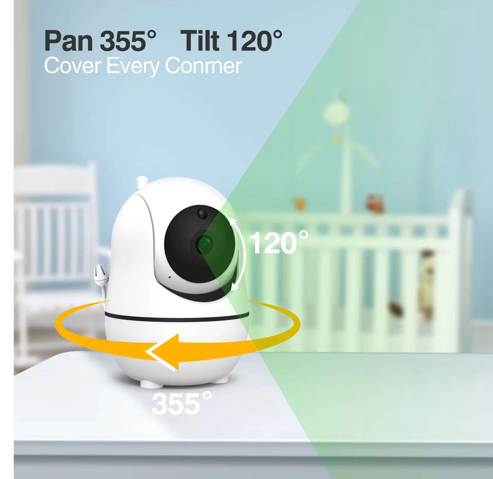 Babystar 7 "HD moniteur vidéo à écran divisé sans WiFi, moniteur de caméra pour bébé, anti-piratage, Zoom/pan/inclinaison à distance, batterie 4000 mAh