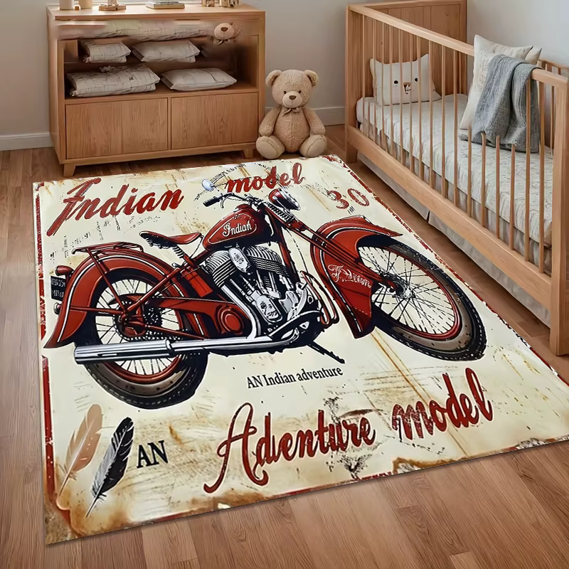 Tapis antidérapant à motif de moto indienne rétro