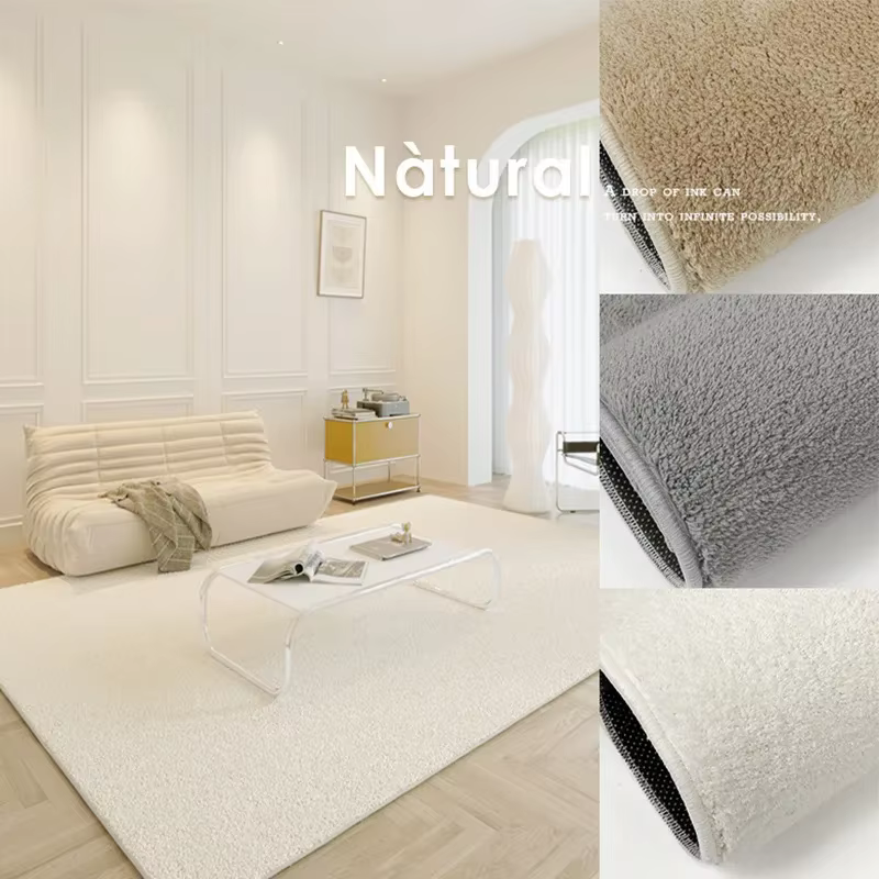 Tapis japonais en peluche solide minimaliste