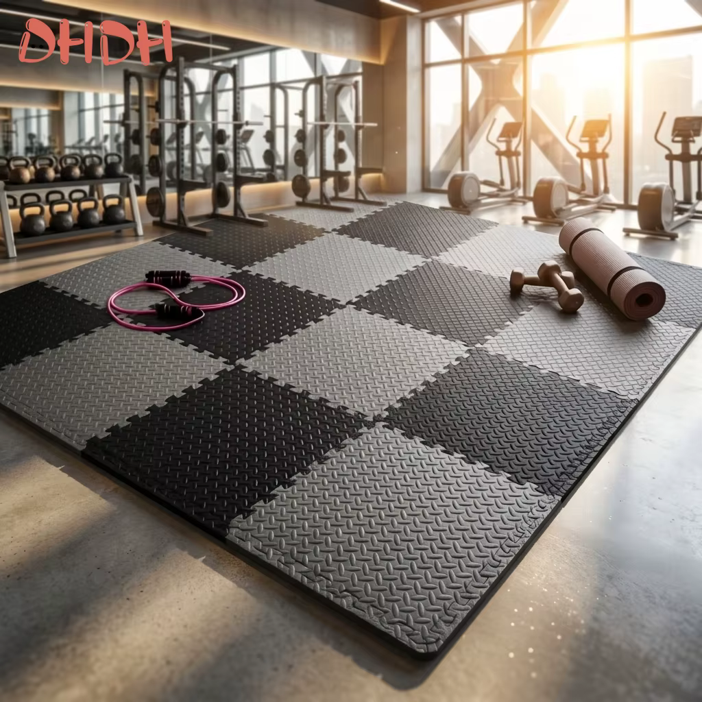 Tapis de sol de gym professionnel haut de gamme en caoutchouc emboîtable de qualité supérieure pour entraînement à