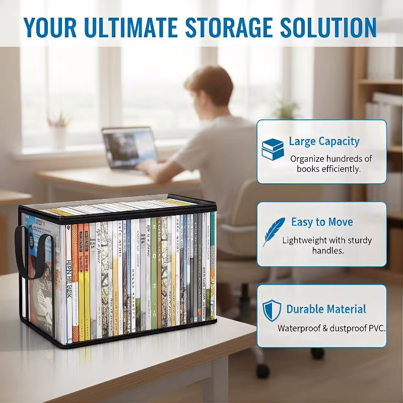 Boîte de rangement transparente en PVC avec couvercle rabattable, fenêtre visuelle, organisateur multi-usages pour jouets, fournitures d'artisanat, conteneur cadeau durable