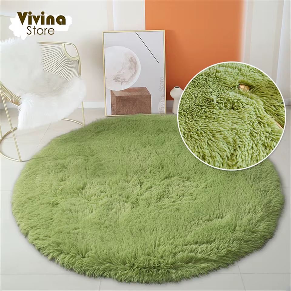 Tapis rond en peluche pour salon